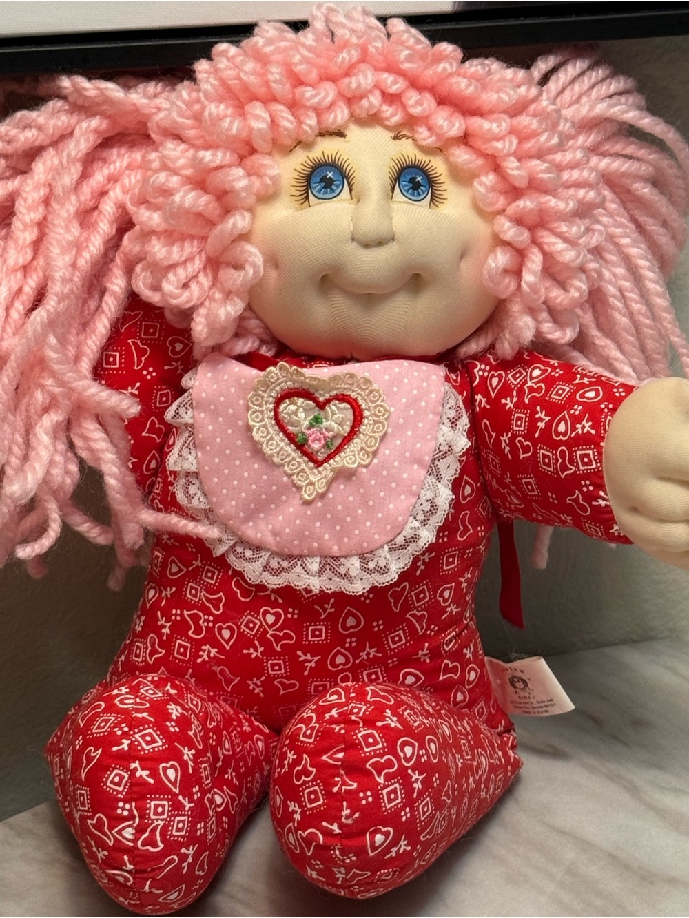 Kustom Kids Soft Body Rag Doll Pink Curly Yarn Hair Blue Eyes Boutique CPK